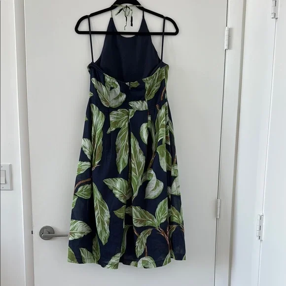 Ann Taylor Factory Navy and Green Leaf Midi Dress - Picture 3 of 5